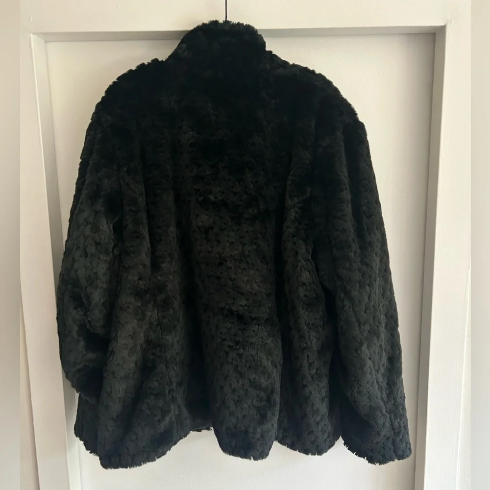 PLATINUM faux fur black button up peacoat winter jacket - Picture 2 of 7